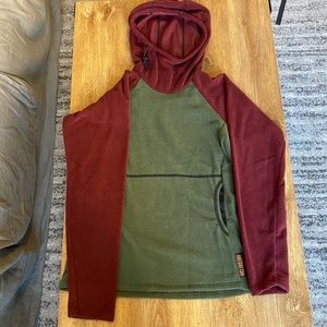 Brand NEW Melanzana microgrid hoodie in port/sage